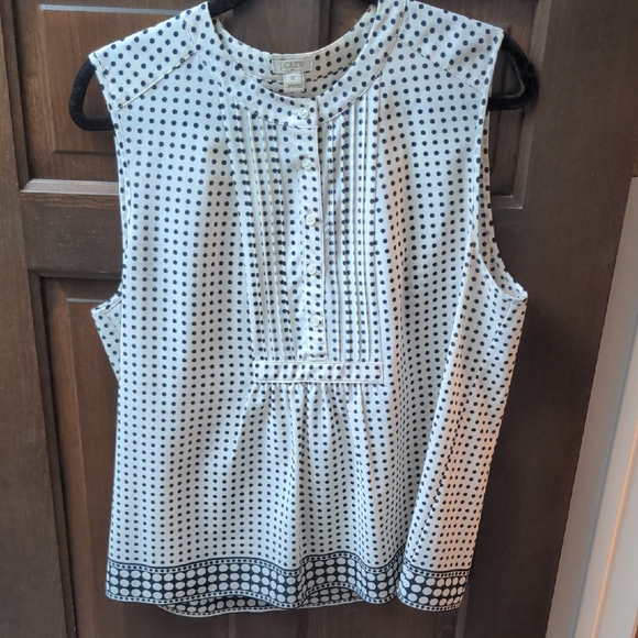J. Crew Tops - J. Crew Black and White Polka Dot Sleeveless Blouse